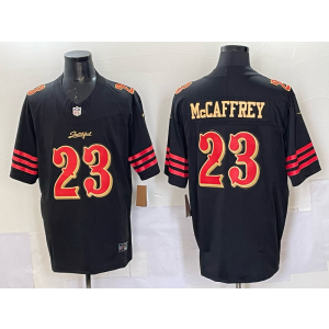 Nike 49ers 23 Christian McCaffrey Black Gold Rivalries F.U.S.E. Vapor Limited Men Jersey
