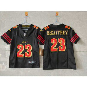 Nike 49ers 23 Christian McCaffrey Black Gold Rivalries F.U.S.E. Vapor Limited Women Jersey