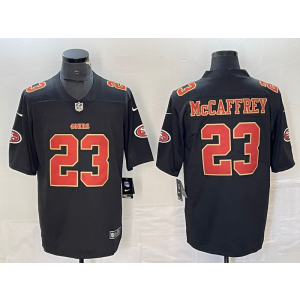 Nike 49ers 23 Christian McCaffrey Black Gold Vapor Limited Men Jersey