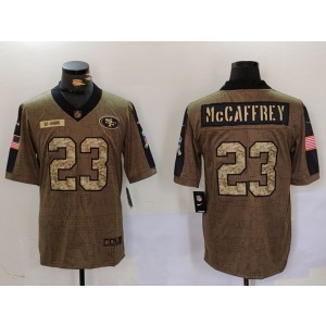 Nike 49ers 23 Christian McCaffrey Brown Salute To Service Limited Men Jersey