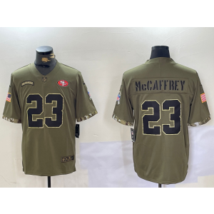 Nike 49ers 23 Christian McCaffrey Olive Salute To Service Limited Men Jersey