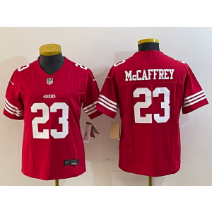 Nike 49ers 23 Christian McCaffrey Red 2023 F.U.S.E Vapor Limited Women Jersey