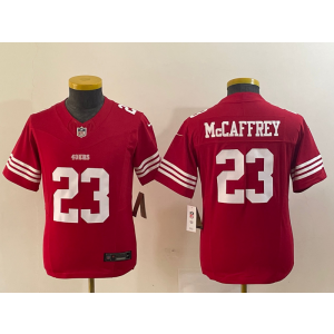 Nike 49ers 23 Christian McCaffrey Red 2023 F.U.S.E Vapor Limited Youth Jersey
