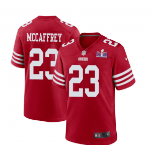 Nike 49ers 23 Christian McCaffrey Red 2024 Super Bowl LVIII Vapor Limited Men Jersey