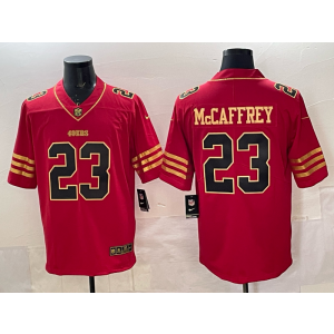 Nike 49ers 23 Christian McCaffrey Red Gold Vapor Limited Men Jersey