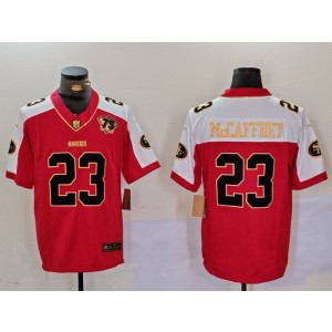 Nike 49ers 23 Christian McCaffrey Red Throwback F.U.S.E. Vapor Limited Men Jersey