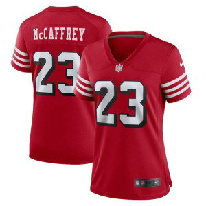 Nike 49ers 23 Christian McCaffrey Red Throwback Vapor Untouchable Limited Women Jersey(Run Small)