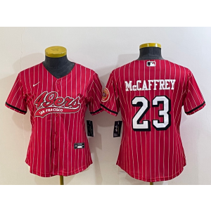Nike 49ers 23 Christian McCaffrey Red Vapor Baseball Limited Women Jerseys