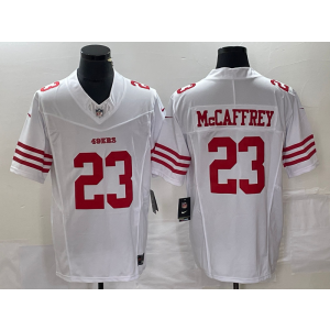 Nike 49ers 23 Christian McCaffrey White 2023 F.U.S.E Vapor Limited Men Jersey