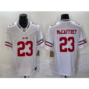 Nike 49ers 23 Christian McCaffrey White 2023 F.U.S.E Vapor Limited Men Jersey 1