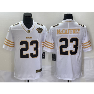 Nike 49ers 23 Christian McCaffrey White Gold Vapor Untouchable Limited Men Jersey