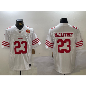 Nike 49ers 23 Christian McCaffrey White Team Logo F.U.S.E. Vapor Limited Men Jersey