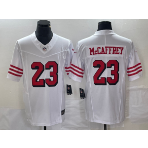 Nike 49ers 23 Christian McCaffrey White Throwback 2023 F.U.S.E Vapor Limited Men Jersey