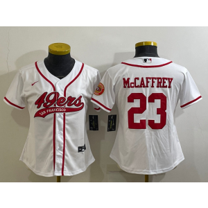 Nike 49ers 23 Christian McCaffrey White Vapor Baseball Limited Women Jersey