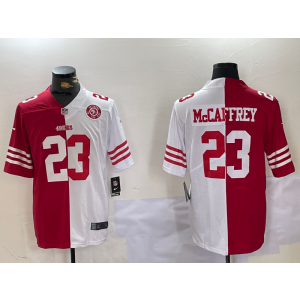 Nike 49ers 23 Mccaffrey White Red Split Vapor Limited Men Jersey Nike 49ers 23 Mccaffrey White Red Split Vapor Limited Men Jersey