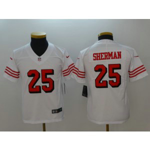 Nike 49ers 25 Richard Sherman White Color Rush Vapor Untouchable Limited Youth Jersey