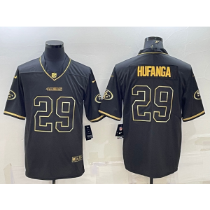 Nike 49ers 29 Hufanga Black Gold Vapor Untouchable Limited Men Jersey
