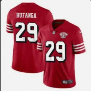 Nike 49ers 29 Talanoa Hufanga Red 75th Anniversary Vapor Untouchable Limited Men Jersey
