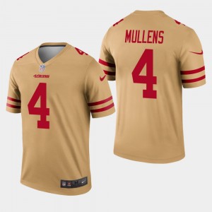 Nike 49ers 4 Nick Mullens Gold Inverted Legend Men Jersey
