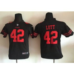 Nike 49ers 42 Ronnie Lott Black Alternate Youth Stitched NFL Jersey