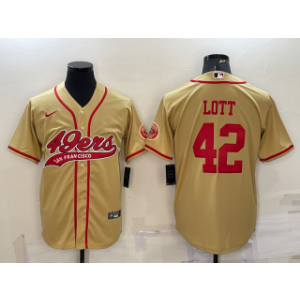 Nike 49ers 42 Ronnie Lott Gold With Patch Vapor Baseball Limited Men Jersey