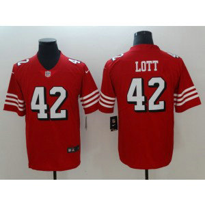 Nike 49ers 42 Ronnie Lott Red 2018 Vapor Untouchable Limited Men Jersey