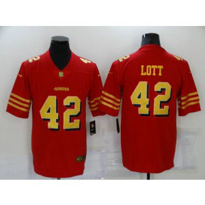 Nike 49ers 42 Ronnie Lott Red Gold Vapor Untouchable Limited Men Jersey