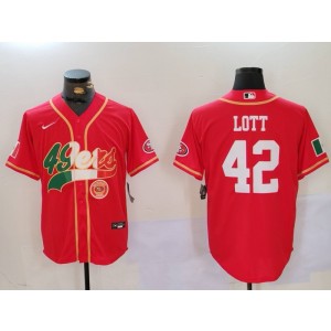 Nike 49ers 42 Ronnie Lott Red Mexico Vapor Baseball Limited Men Jersey