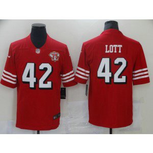 Nike 49ers 42 Ronnie Lott Red Vapor 75th Limited Men Jersey