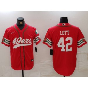 Nike 49ers 42 Ronnie Lott Red Vapor Baseball Limited Men Jersey