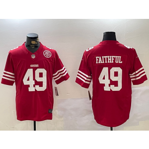 Nike 49ers 49 Faithful Red Team Logo F.U.S.E. Vapor Limited Men Jersey