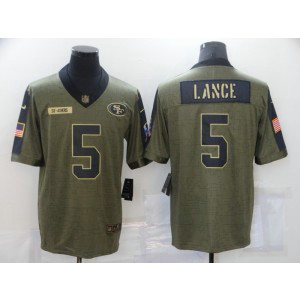 Nike 49ers 5 Trey Lance 2021 Olive Salute To Service Limited Men Jersey