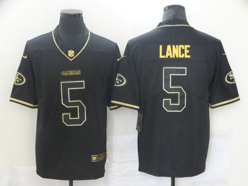 Nike 49ers 5 Trey Lance Black Gold Vapor Untouchable Limited Jersey