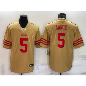Nike 49ers 5 Trey Lance Gold Vapor Limited Men Jersey