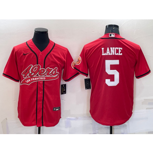 Nike 49ers 5 Trey Lance Red Vapor Baseball Limited Men Jersey