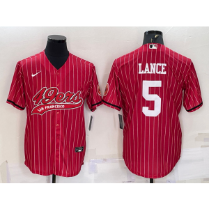 Nike 49ers 5 Trey Lance Red Vapor Baseball Limited Men Jerseys