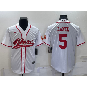 Nike 49ers 5 Trey Lance White Vapor Baseball Limited Men Jersey