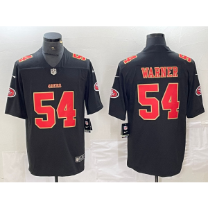 Nike 49ers 54 Fred Warner Black Red Vapor Limited Men Jersey