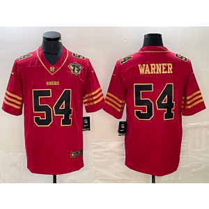 Nike 49ers 54 Fred Warner Red Gold Vapor Limited Men Jersey