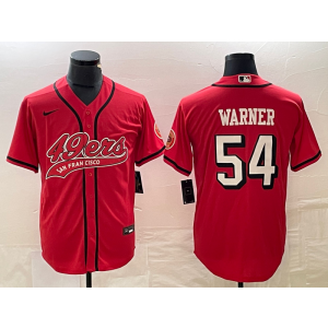 Nike 49ers 54 Fred Warner Red Throwback Baseball Vapor Limited Men Jersey