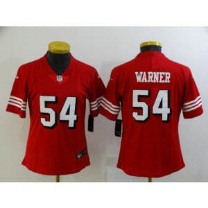 Nike 49ers 54 Fred Warner Red Throwback Vapor Limited Women Jersey