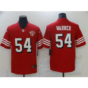 Nike 49ers 54 Fred Warner Red with 75th patch Vapor Limited Men Jersey