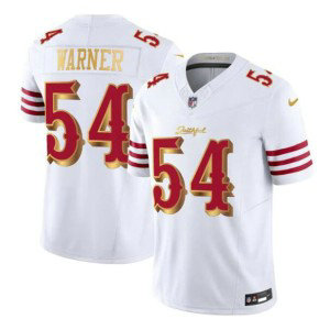 Nike 49ers 54 Fred Warner White Gold 2025 Rivalries F.U.S.E. Vapor Limited Men Jersey