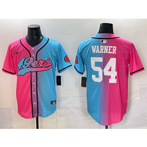 Nike 49ers 54 Warner Blue Pink Split Baseball Vapor Limited Men Jersey