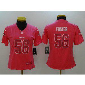 Nike 49ers 56 Reuben Foster Pink Stitched NFL Limited Rush Fashion Women Jersey