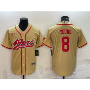Nike 49ers 8 Steve Young Gold With Patch Vapor Baseball Limited Men Jersey