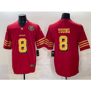 Nike 49ers 8 Steve Young Red Gold Throwback Vapor Limited Men Jersey