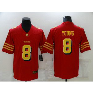 Nike 49ers 8 Steve Young Red Gold Vapor Limited Men Jersey