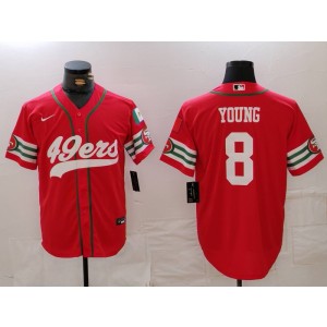 Nike 49ers 8 Steve Young Red Vapor Baseball Limited Men Jersey