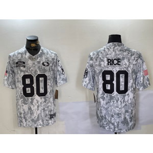 Nike 49ers 80 Jerry Rice Arctic Camo 2024 F.U.S.E. Salute to Service Limited Men Jersey